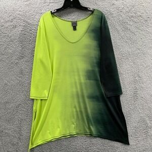 Clara Sun Woo Lime to Forest Green Ombre V-Neck Tunic